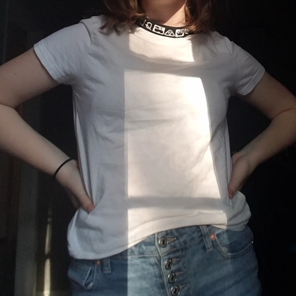 f21 patterned collar top